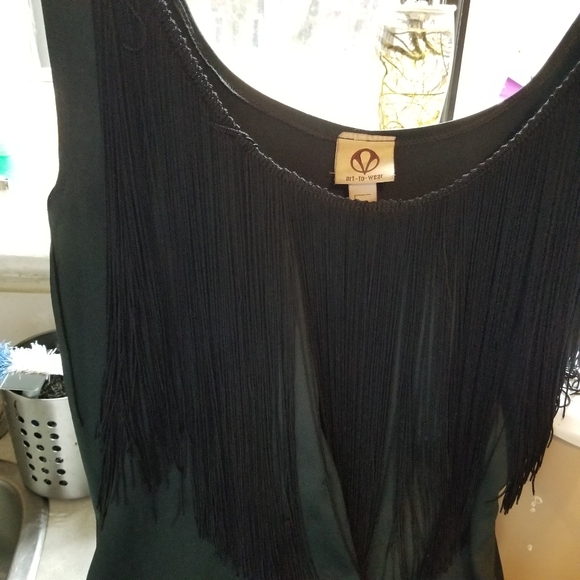 🇨🇦LaBeL Art to Wear Long Fringe Mini Dress - Picture 7 of 9